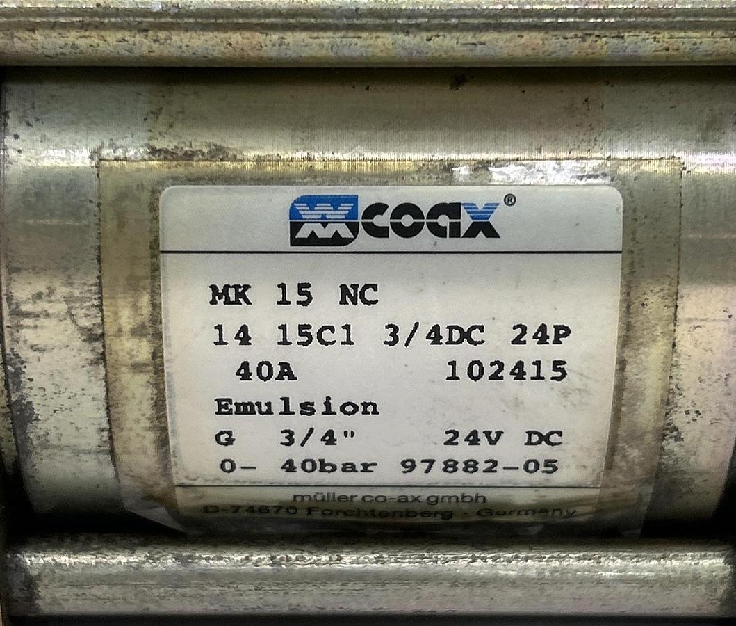 Used COAX,MK15NC,DIRECTIONAL VALVE 3/4INCH 24VDC NOS