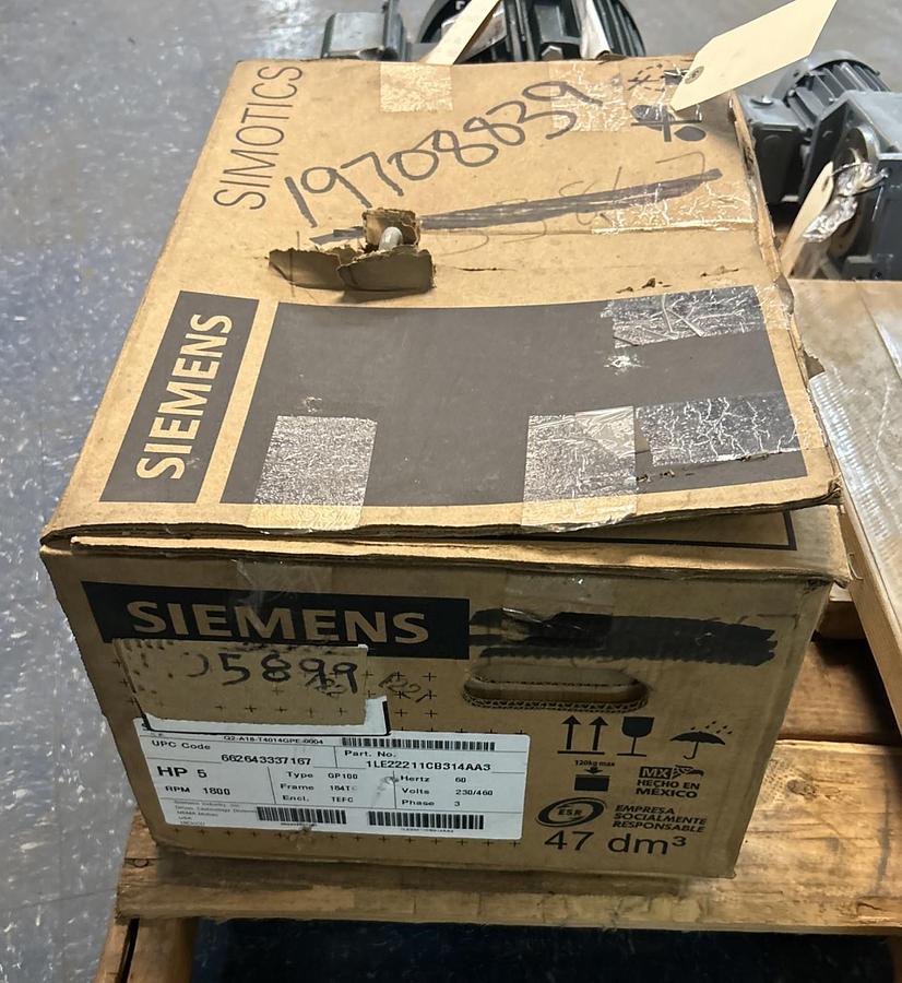 SIEMENS,1LE22211CB314AA3,MOTOR 5HP 1800RPM 230/460V 3PH 184TC FRAME NOS