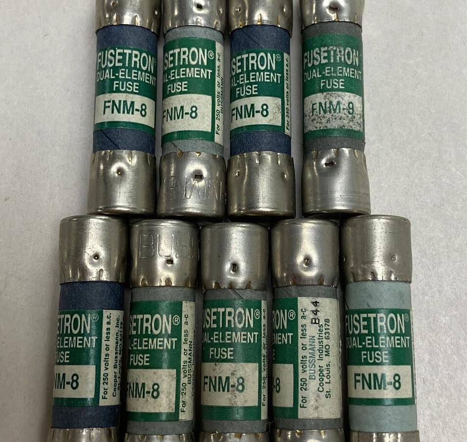 Cooper Bussmann,FNM-8,Fusetron Fuse Lot Of 9