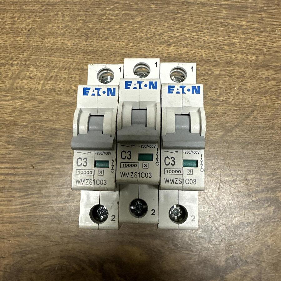 Used Eaton,WMZS1C03,Single Pole 3Amp Breaker LOT of 3