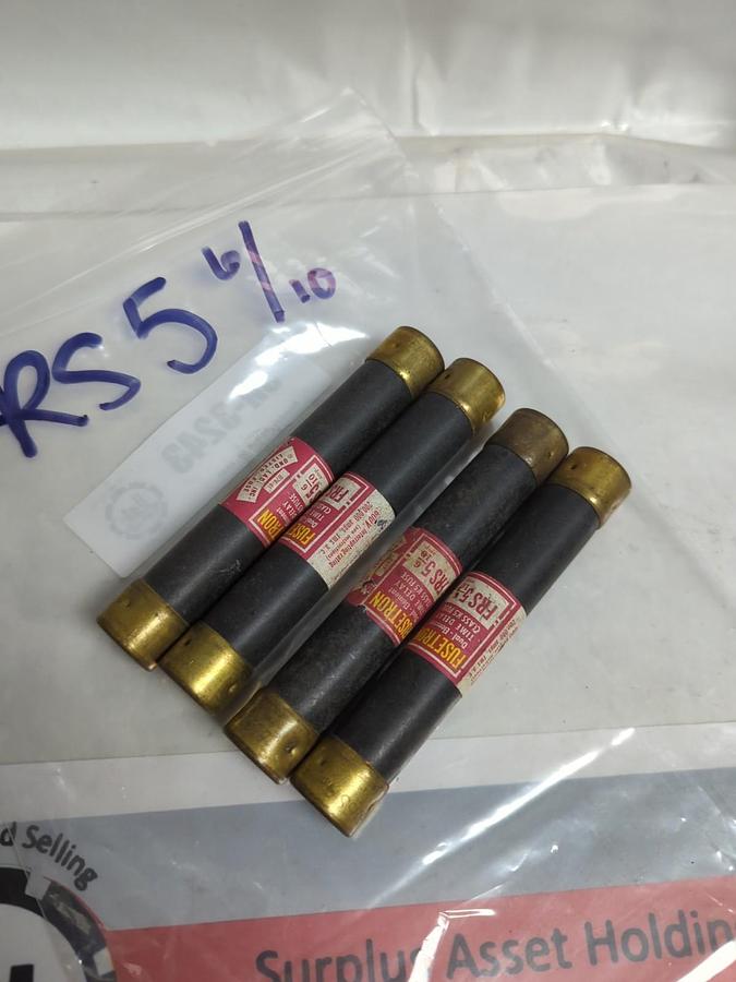 Used COOPER BUSSMANN,FRS-5-6/10,FUSETRON 5-6/10 AMP FUSE LOT OF 4 PRE-OWNED