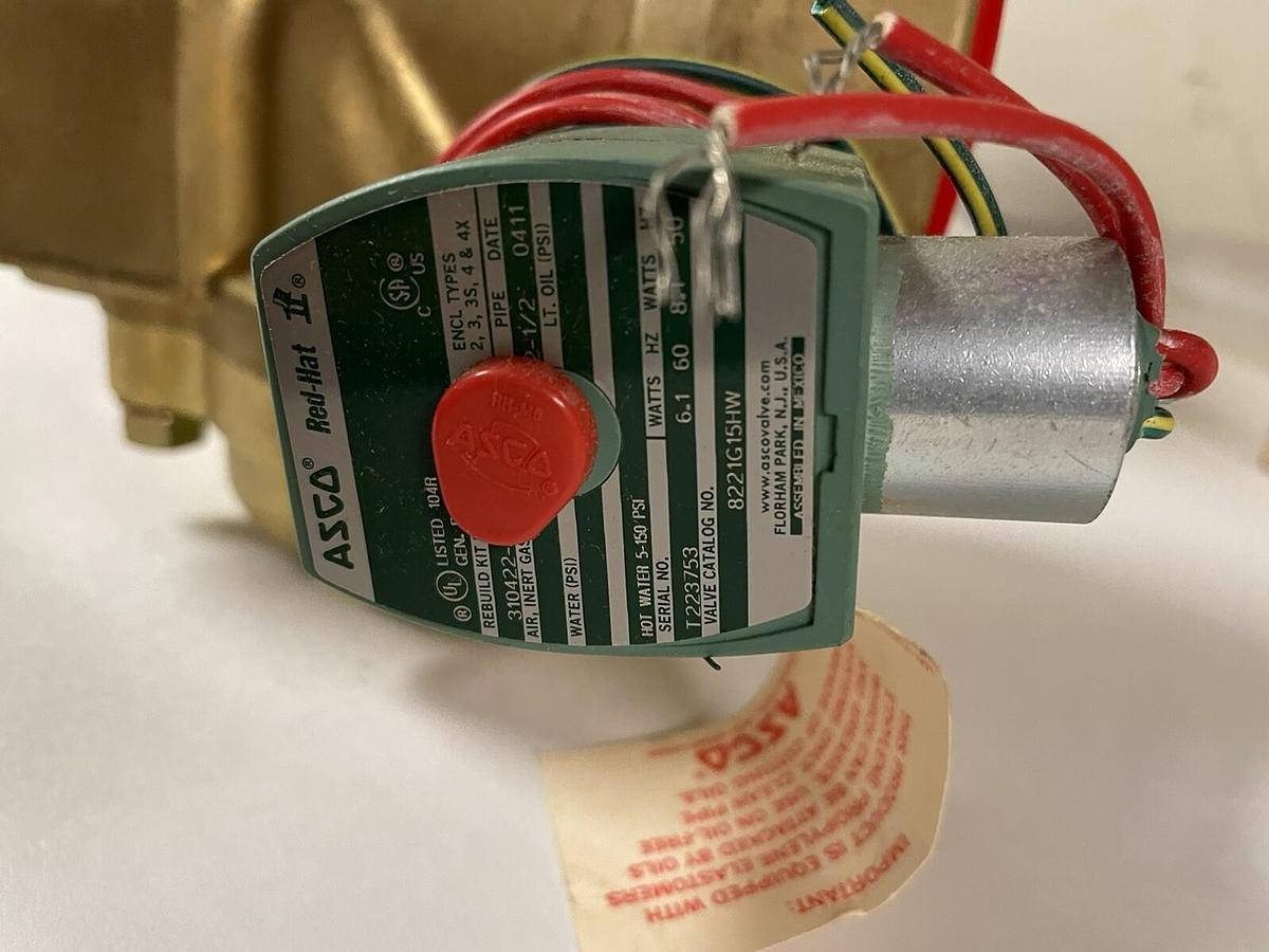 Asco,8221G15HW,2-Way Solenoid Valve 2-1/2 INCH  Normally Closed 5-150psi 120V