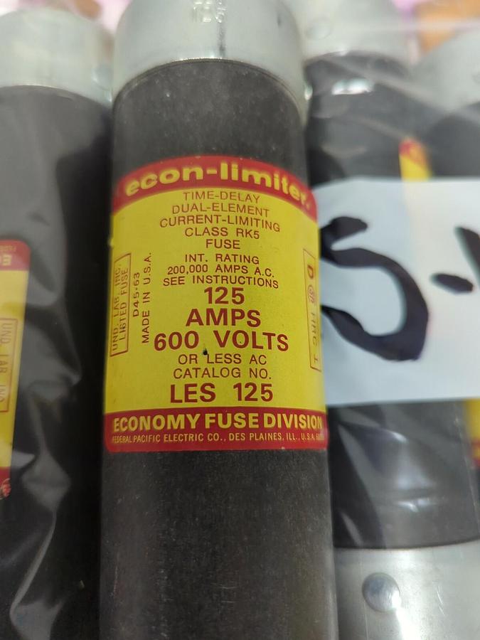ECON-LIMITER,LES-125,CLASS RK5 FUSE 125 AMP  LOT OF 5 NOS