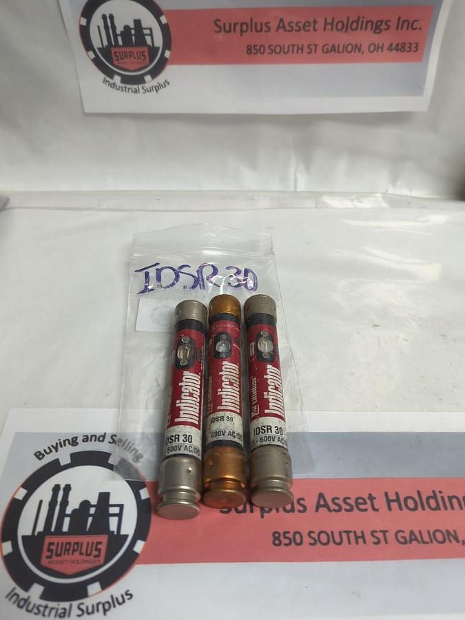 Used LITTELFUSE,IDSR-30,INDICATOR 30 AMP FUSE LOT OF 3 PRE-OWNED