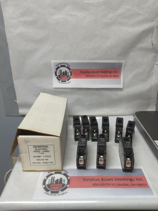 Used GENERAL ELECTRIC,THQC1120,CIRCUIT BREAKER 20 AMP 1-POLE LOT OF 9 PRE-OWNED