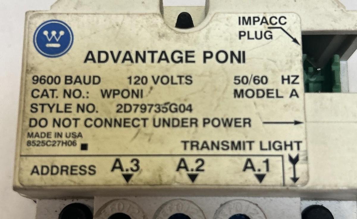 Used WESTINGHOUSE,WPONI,ADVANTAGE PONI INTERFACE MODULE