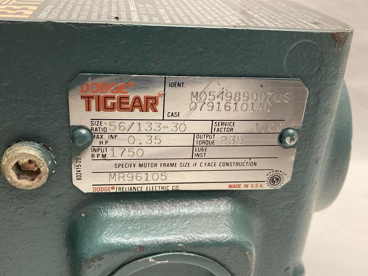 Tigear,M054989007US,Gear Reducer 0.35Hp 1750rpm Size 56 Ratio 133-30:1