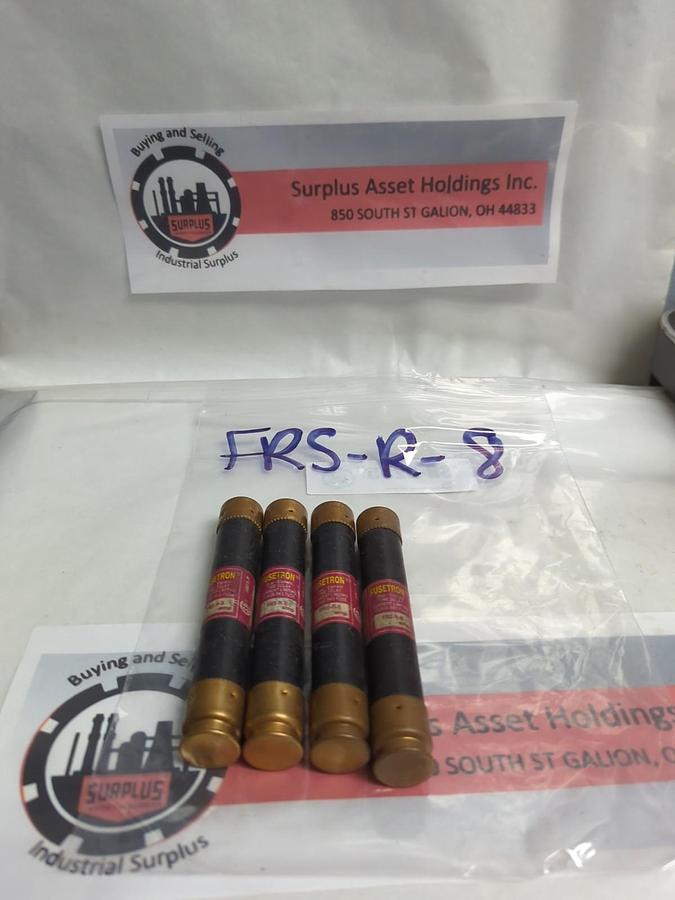 Used COOPER BUSSMANN,FRS-R-8,FUSETRON 8 AMP FUSE LOT OF 4 PRE-OWNED