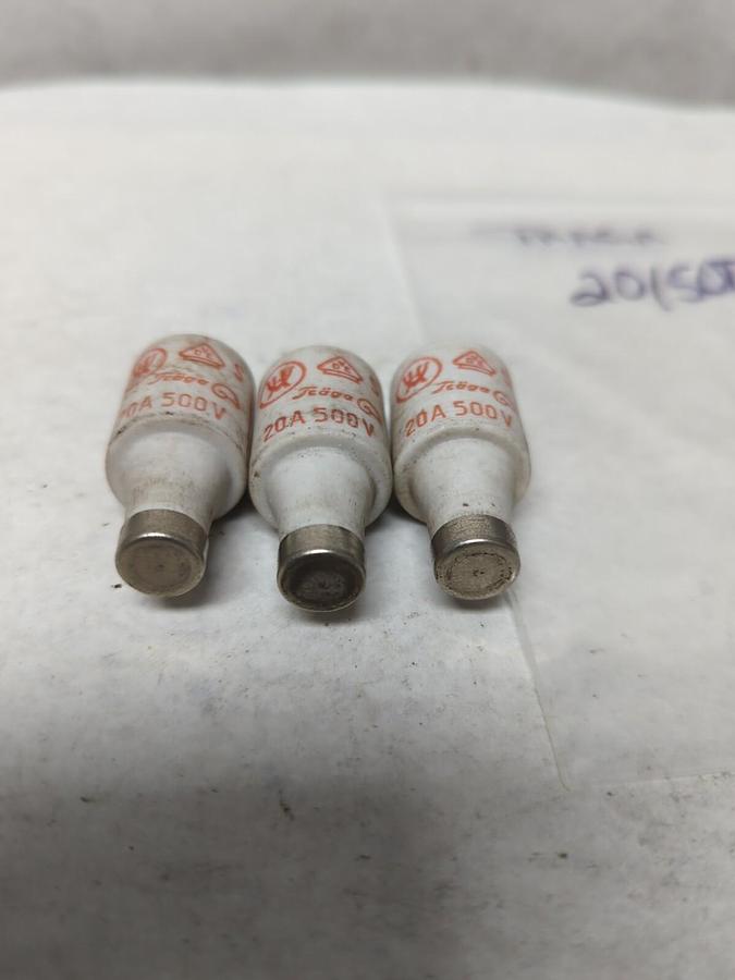 Used TRAGA,20/500,CERAMIC BOTTLE FUSE LOT OF 3 PRE-OWNED