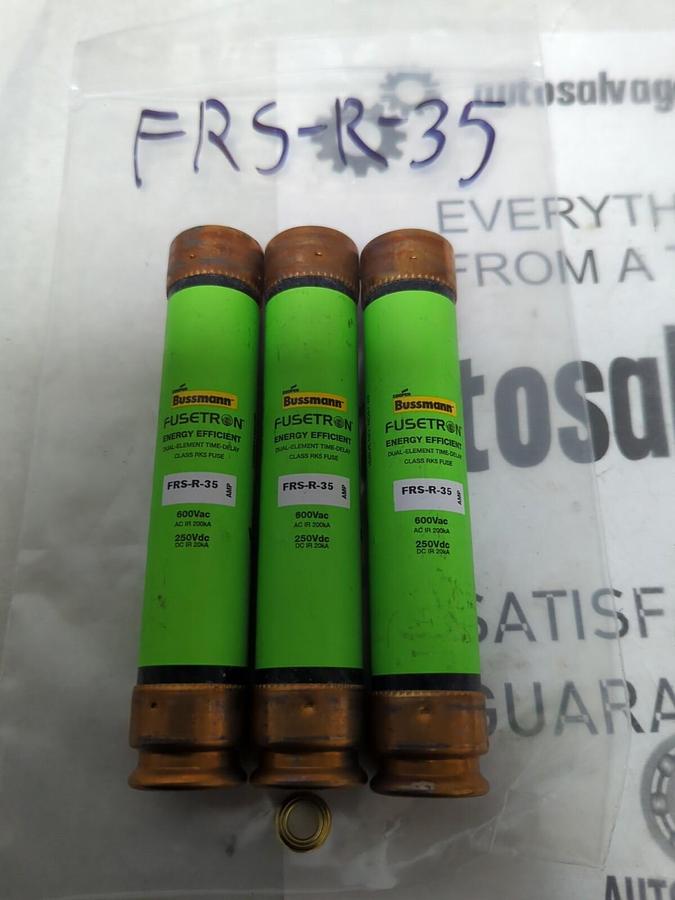 COOPER BUSSMANN,FRS-R-35,FUSETRON 35 AMP FUSE LOT OF 3 NOS