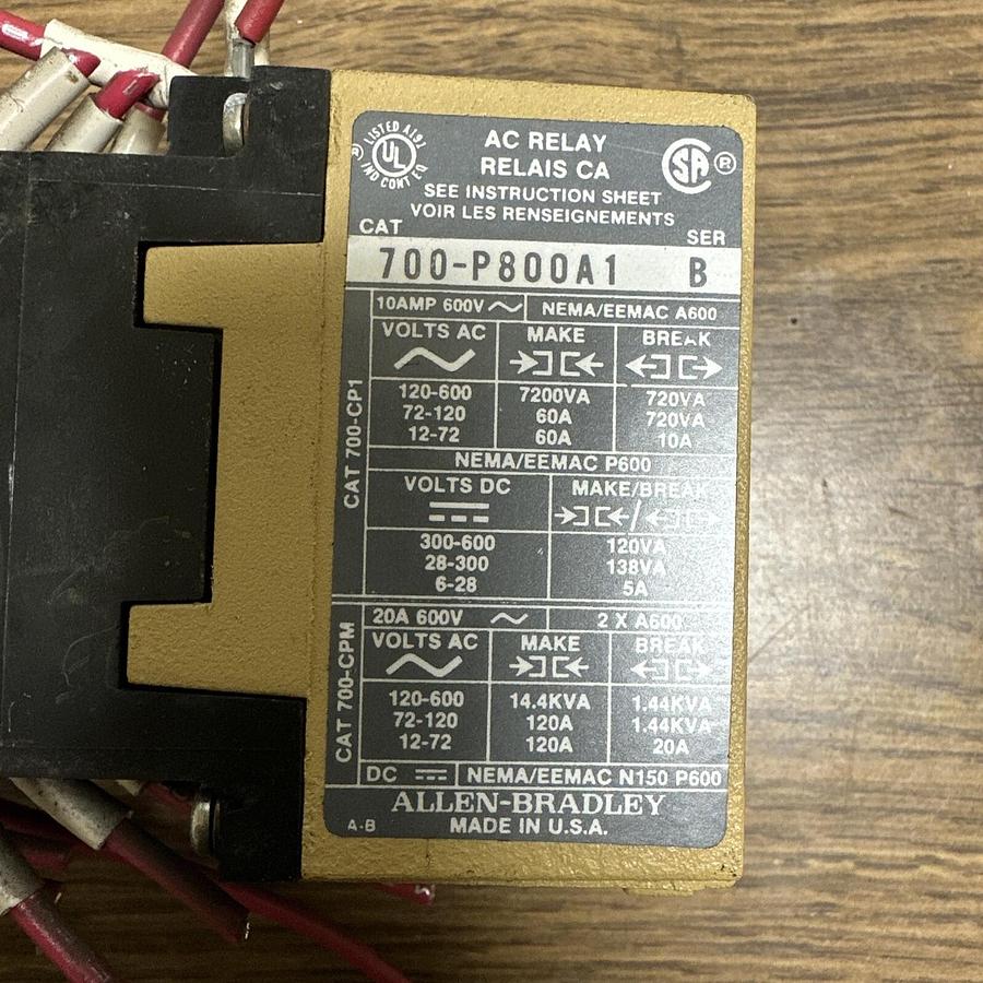 Used Allen Bradley,700-P800A1,AC Relay Ser B