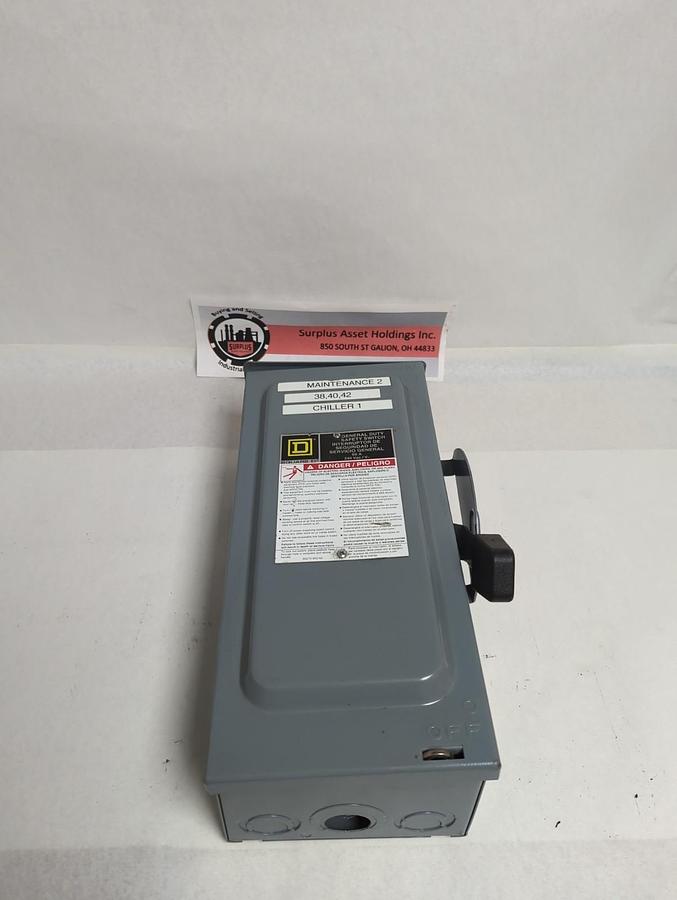 Used SQUARE D,D322NRB,DISCONNECT SWITCH 3-POLE 60 AMP 250 VAC PRE-OWNED