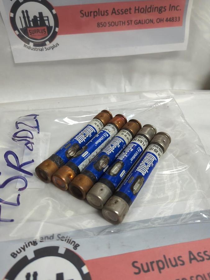 Used LITTELFUSE,FLSR20ID,INDICATOR 20 AMP FUSE LOT OF 5 PRE-OWNED