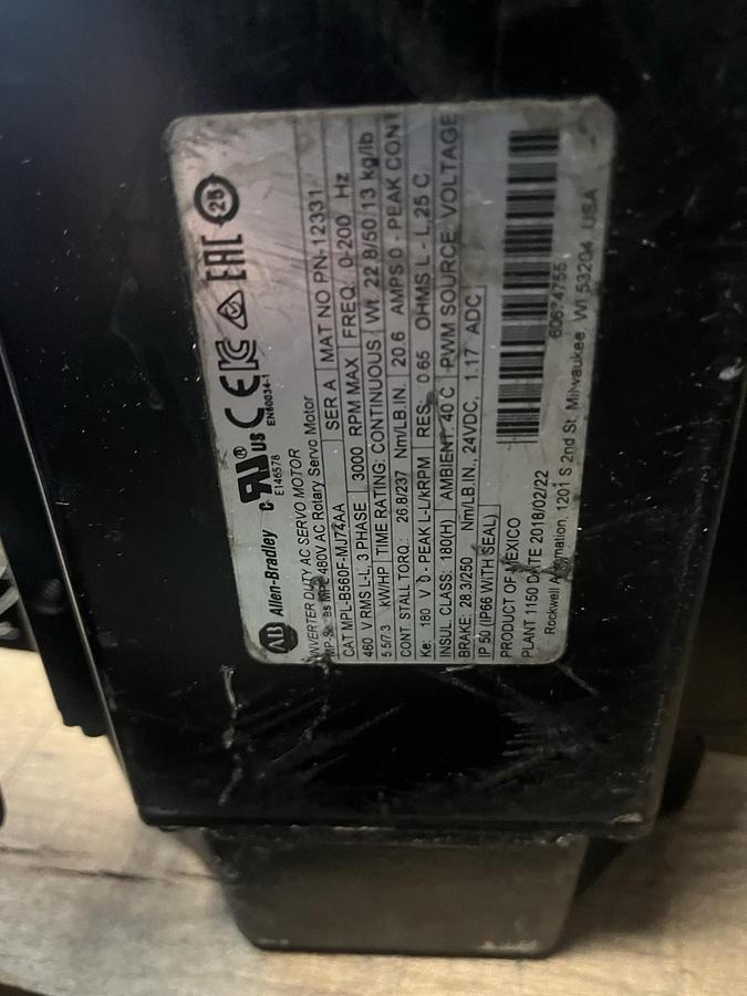ALLEN BRADLEY,MPL-B560F-MJ74AA,INVERTER DUTY SERVO MOTOR