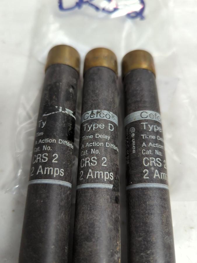 Used CEFCO,CRS 2,TIME-DELAY 2 AMP FUSE LOT OF 3 PRE-OWNED