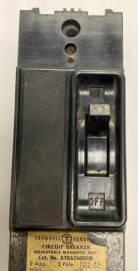 Used Trumbull Electric General Electric,ATBA26005M, Circuit Breaker 5A 600V