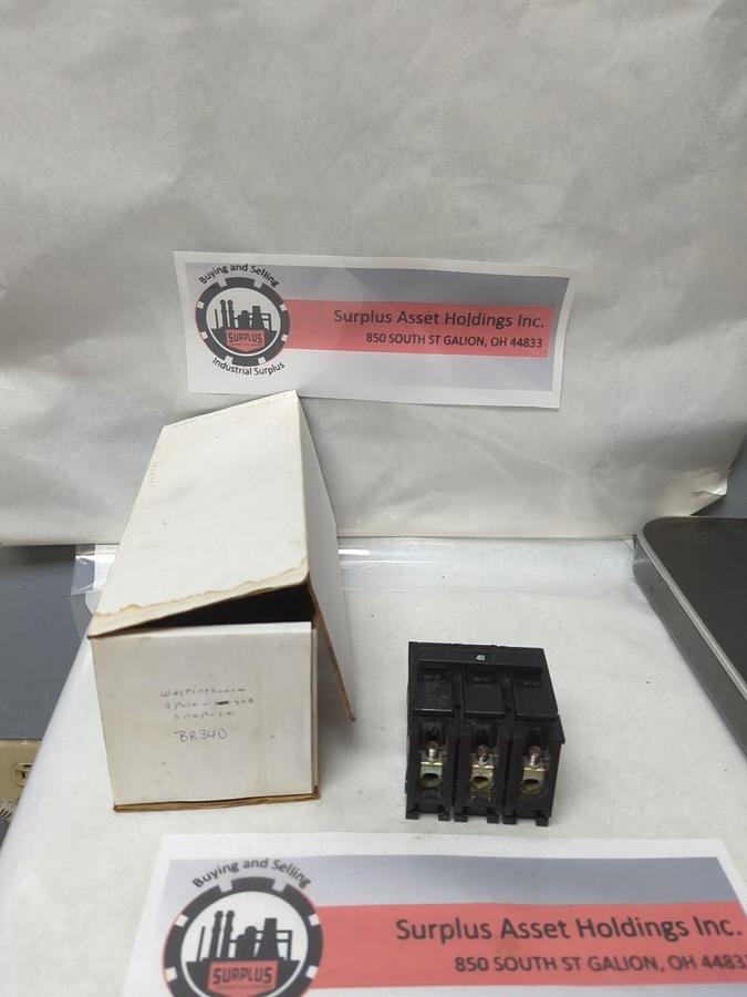Used WESTNGHOUSE,BR340,CIRCUIT BREAKER 40 AMP 3-POLE PRE-OWNED