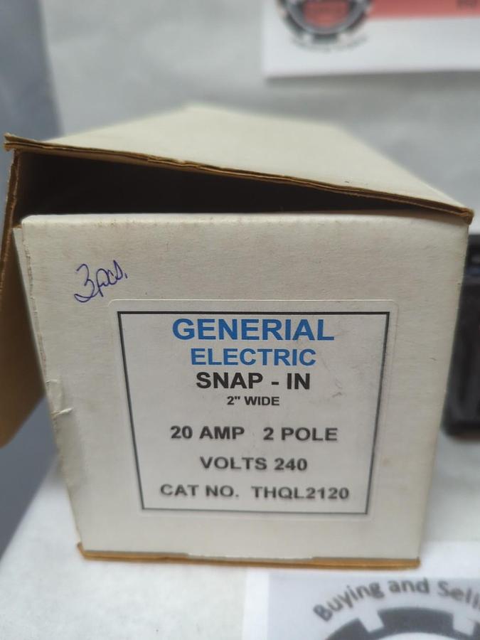 Used GENERAL ELECTRIC,RHQL2120,CIRCUIT BREAKER 2-POLE 20 AMP LOT OF 3 PRE-OWNED