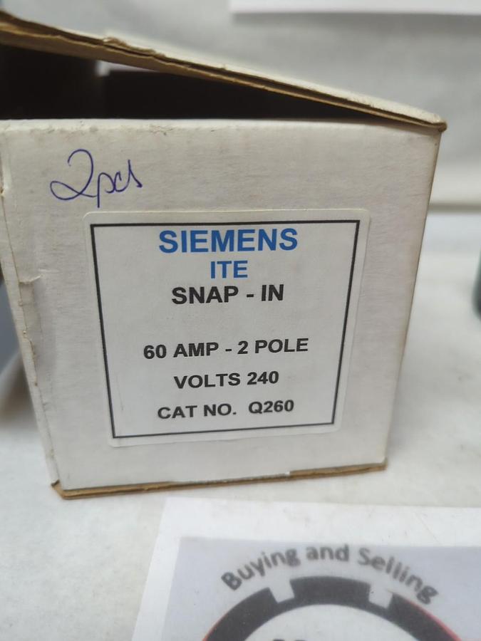 Used SIEMENS,Q260,CIRCUIT BREAKER 2-POLE 60 AMP LOT OF 2 PRE-OWNED