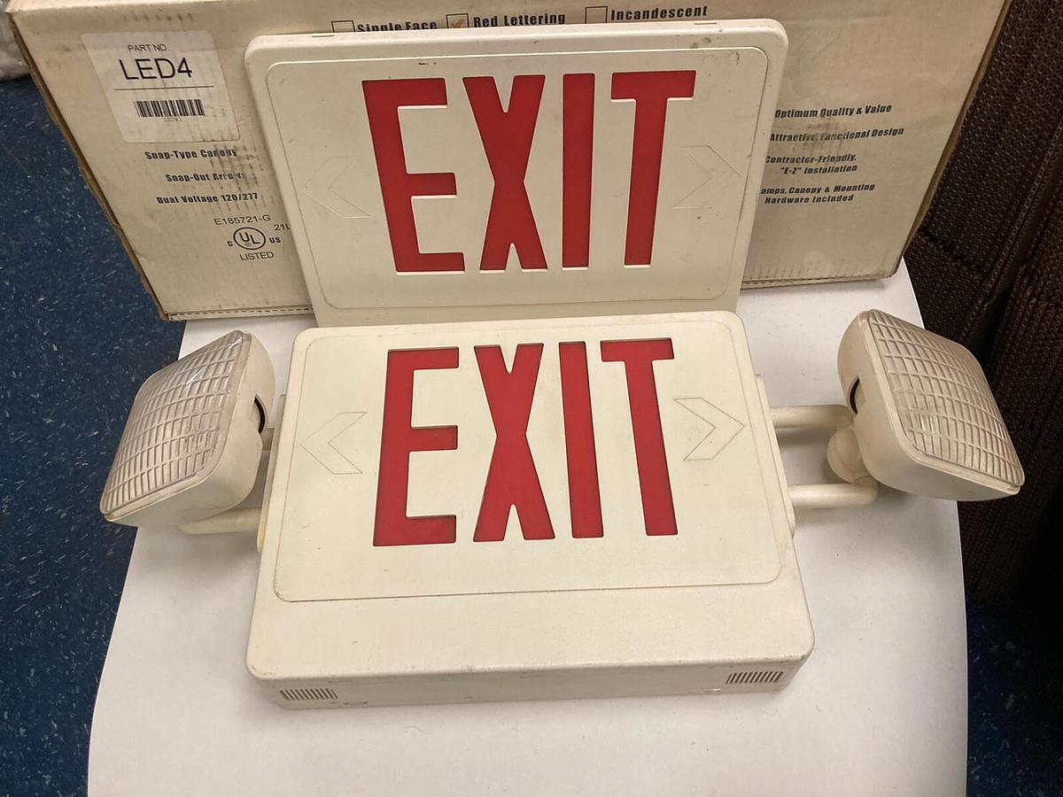 Used Brooks,LED4,Double Face Exit Sign and Emergency Lights