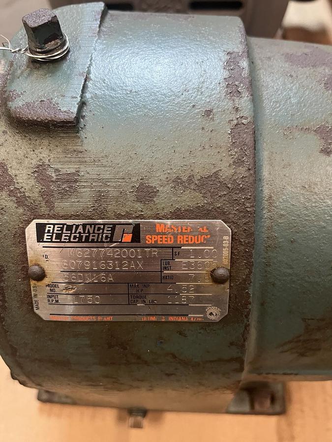 Used DODGE RELIANCE,56DM16A,GEAR REDUCER RATIO 7.6 HP 4.52 1750RPM