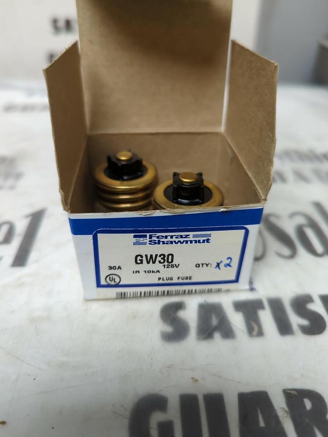 GOULD SHAWMUT,GW30,PLUG FUSE 30 AMP 125V BOX OF 2 NOS