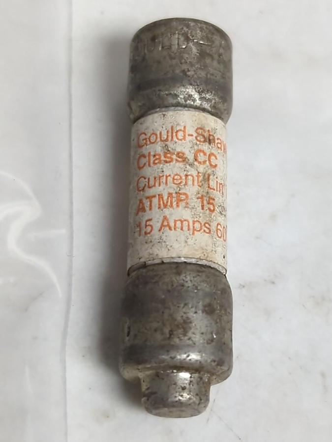 Used GOULD SHAWMUT,ATMR15,CLASS CC 15 AMP FUSE LOT OF 6 PRE-OWNED