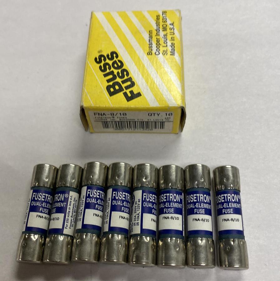 Cooper Bussmann,FNA-8/10,Fusetron Fuse Lot Of 8 NOS