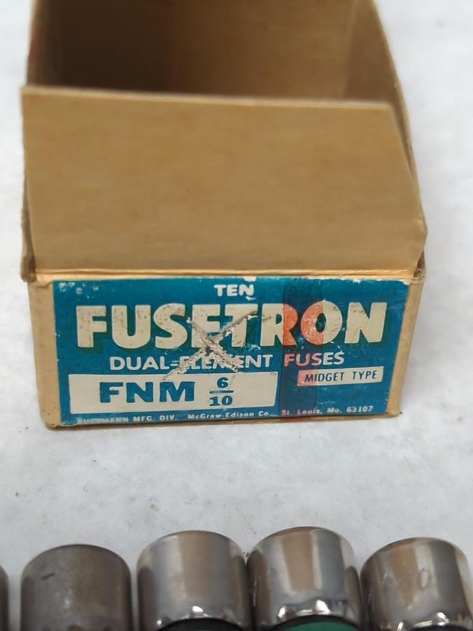 COOPER BUSSMANN,FNM 6/10,FUSETRON 6/10 AMP FUSE LOT OF 5 NOS