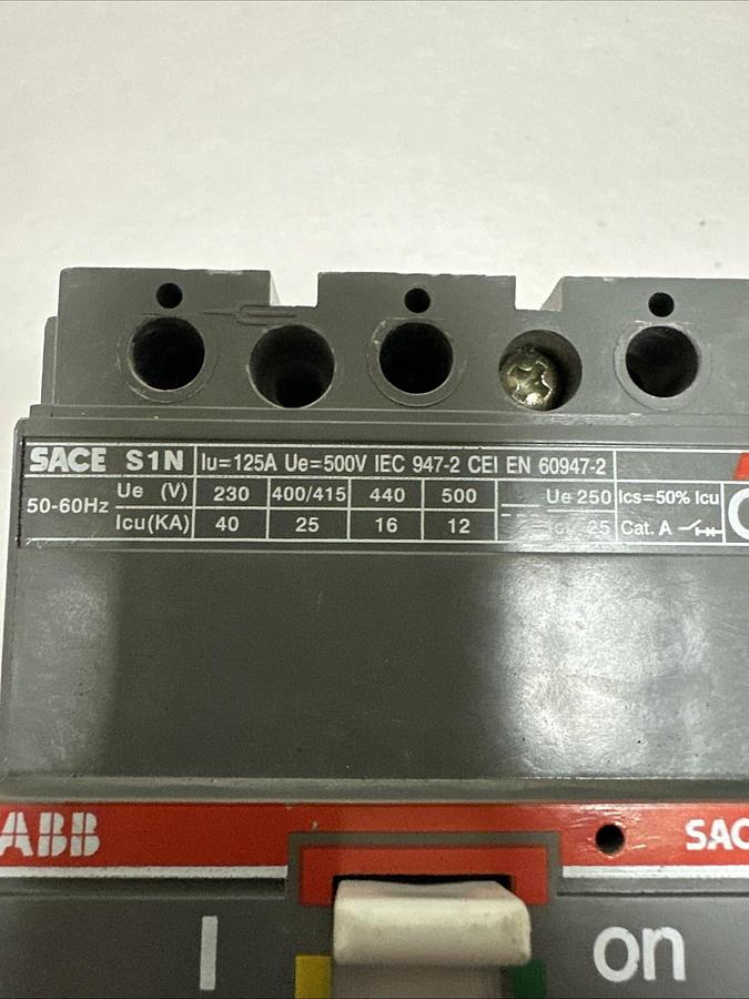 Used ABB,SACE S1N,Circuit Breaker 500V 125A 3 Pole