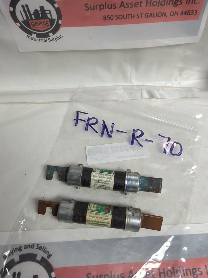 Used COOPER BUSSMANN,FRN-R-70,FUSETRON 70 AMP FUSE LOT OF 2 PRE-OWNED