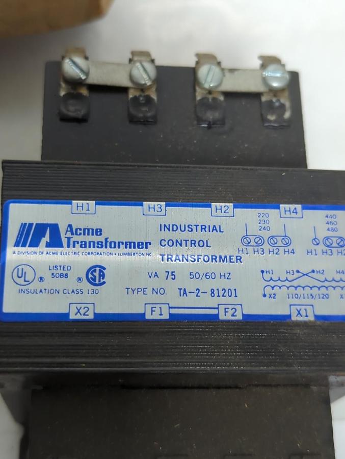 ACME TRANSFORMER,TA-2-81201,INDUSTRIAL CONTROL TRANSFORMER NOS