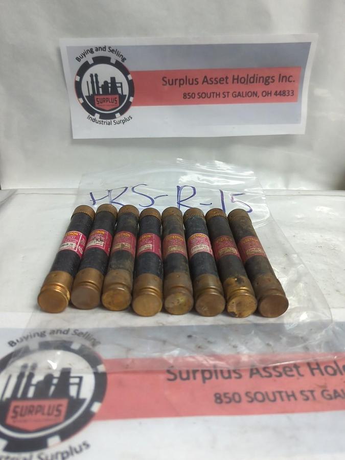 Used COOPER BUSSMANN,FRS-R-15,FUSETRON 15 AMP FUSE LOT OF 8 PRE-OWNED