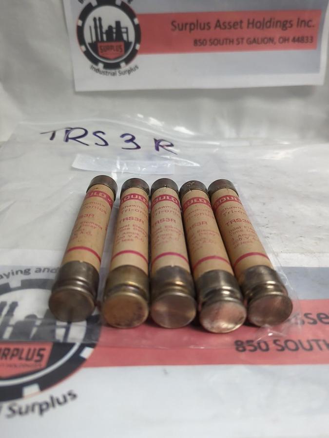 Used GOULD SHAWMUT,TRS3R,TRI-ONIC 3 AMP FUSE LOT OF 5 PRE-OWNED