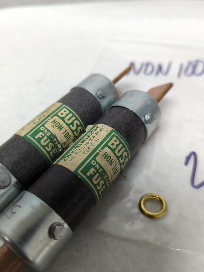 Used COOPER BUSSMANN,NON-100,ONE-TIME 100 AMP FUSE LOT OF 2 PRE-OWNED