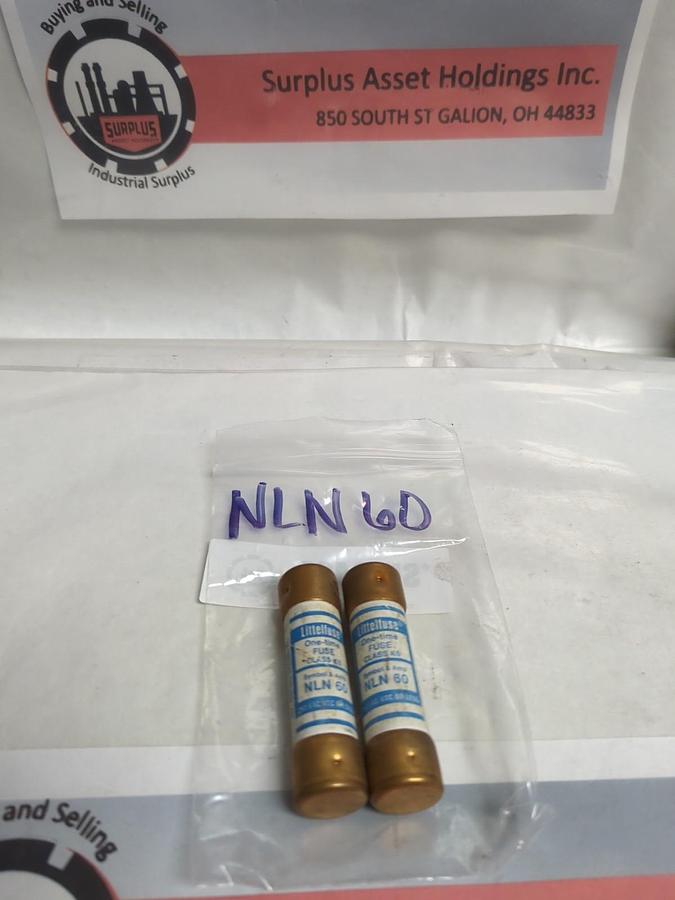 Used LITTELFUSE,NLN60.ONE-TIME 60 AMP FUSE LOT OF 2 PRE-OWNED