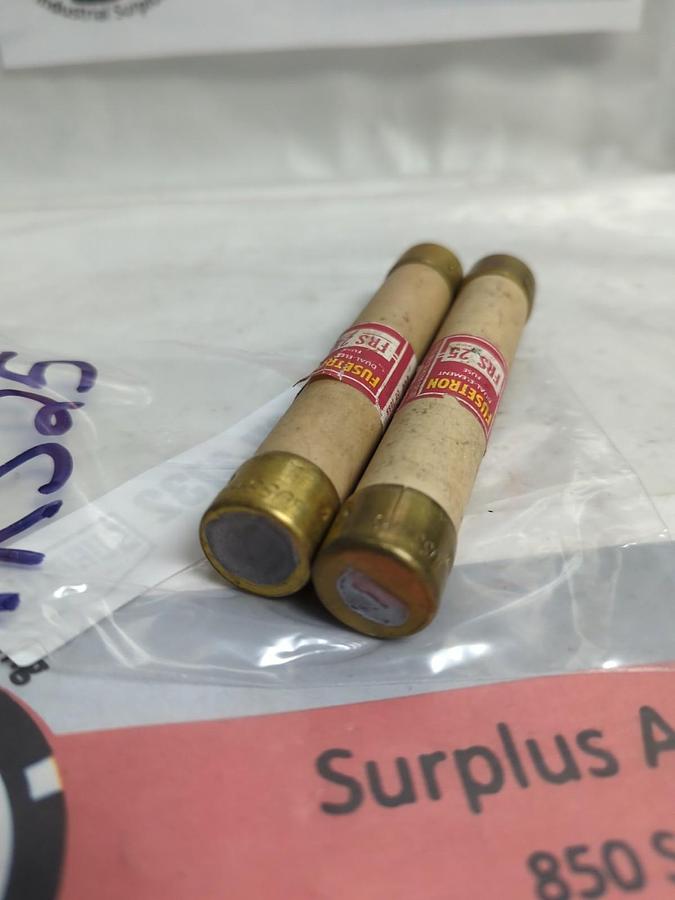 Used COOPER BUSSMANN,FRS-25,FUSETRON 25 AMP FUSE LOT OF 2 PRE-OWNED