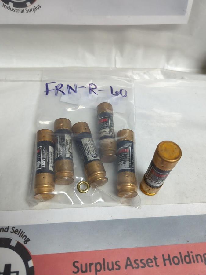 Used COOPER BUSSMANN,FRN-R-60,FUSETRON 60 AMP FUSE LOT OF 6 PRE-OWNED