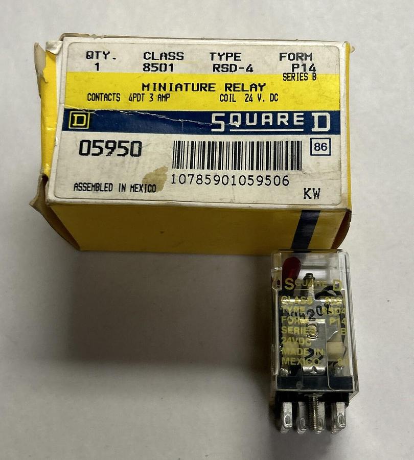 Used SQUARE D,8501-RSD4,RELAY 3AMP 24VDC NEW