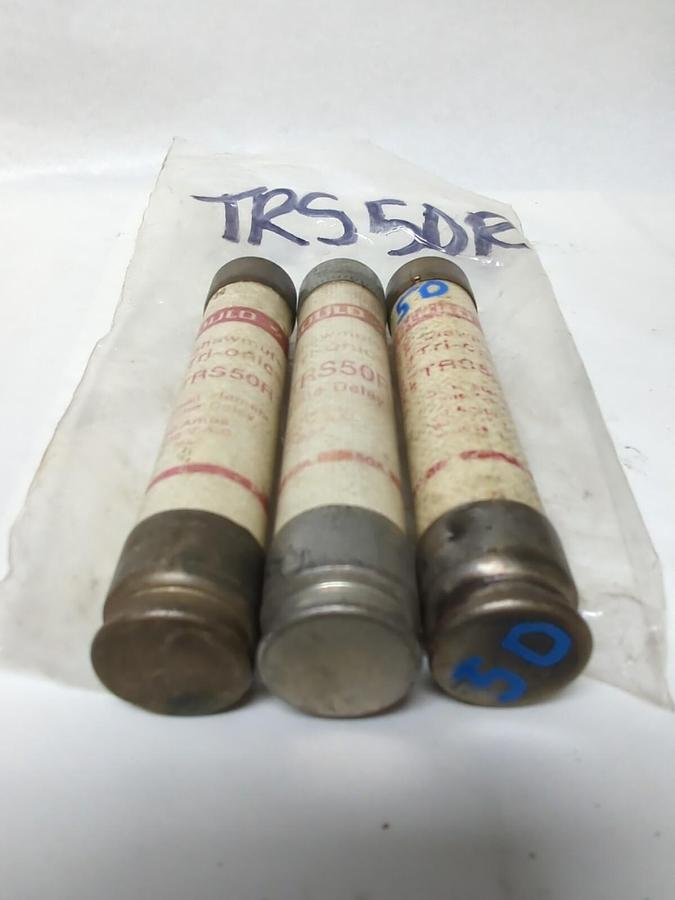 Used GOULD SHAWMUT,TRS-50R,TRI-ONIC 50 AMP FUSE LOT OF 3