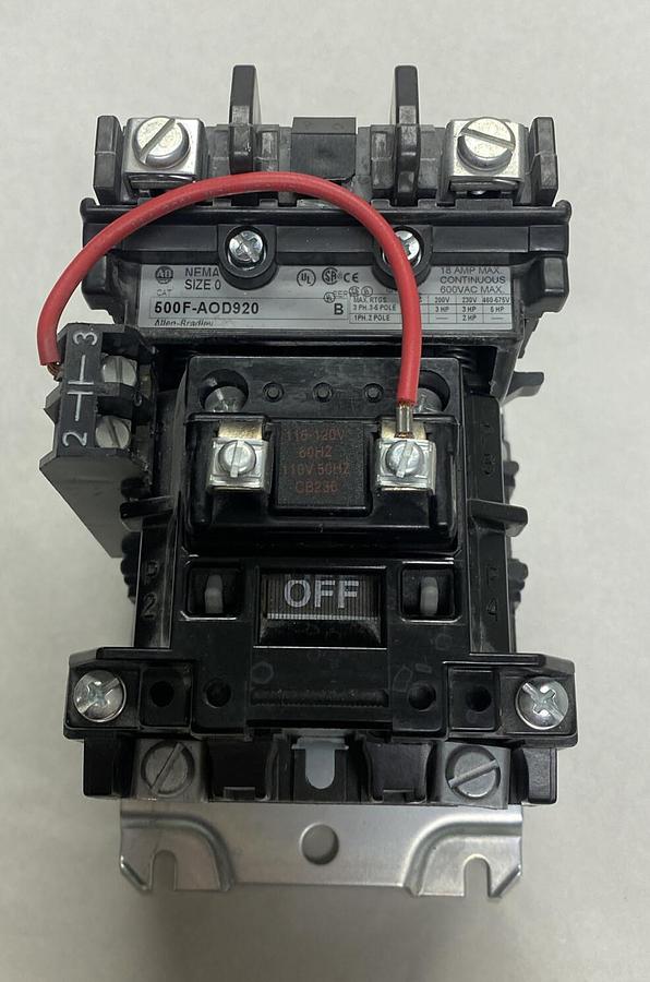 ALLEN BRADLEY,500F-AOD920,SER B SIZE 0 CONTACTOR 18A 600V NEW NO BOX
