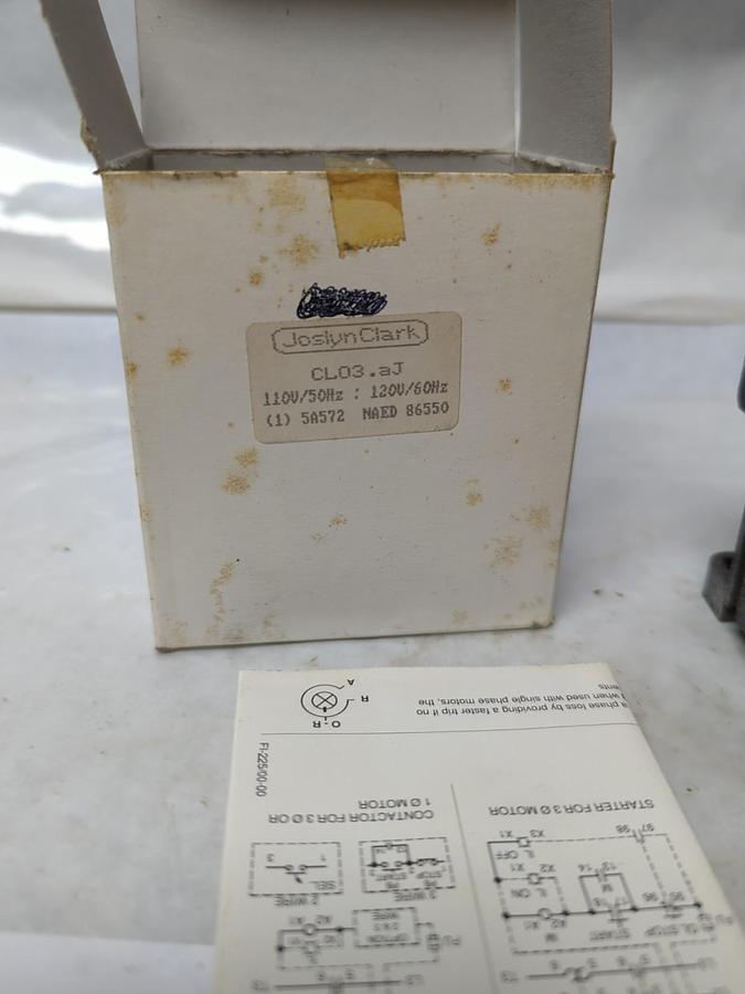 JOSLYN CLARK,CL03.2j,CONTACTOR 110V/50HZ 120V/60HZ NOS