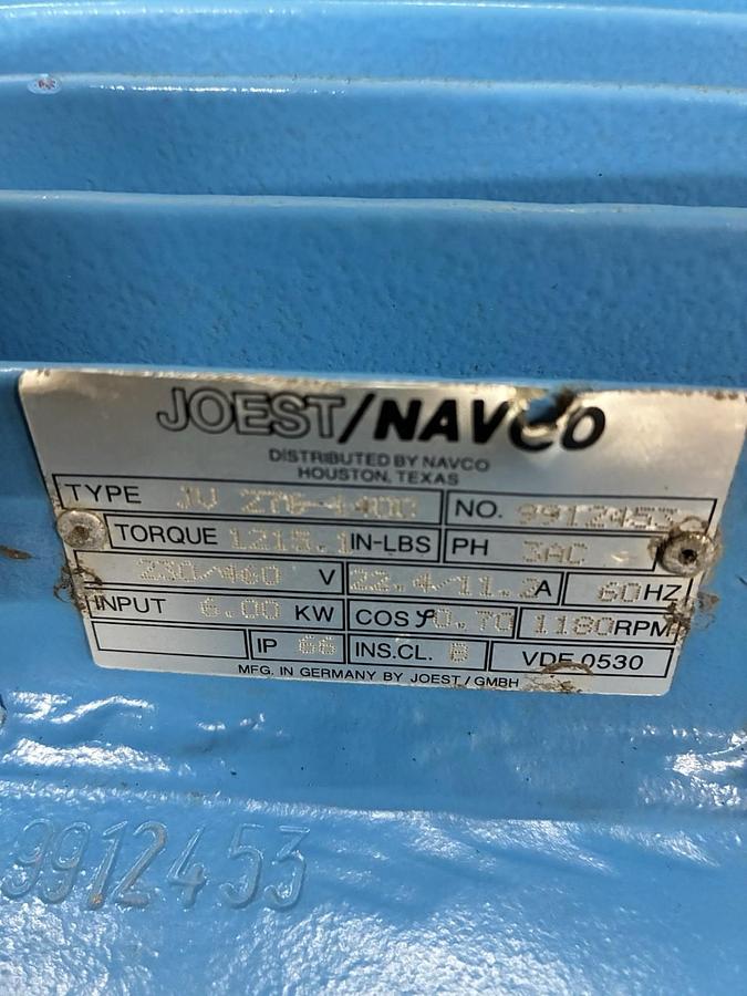 JOEST NAVCO,JV 276-1400,ELECTROMECHANICAL VIBRATOR MOTOR 6kW TORQ 1215.1 LBS 3PH