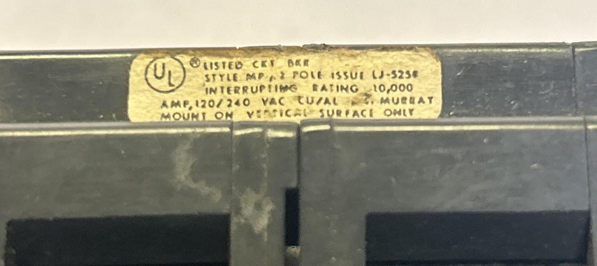 Used MURRAY,MP220,CIRCUIT BREAKER 20A 120/240V 2P LOT OF 3