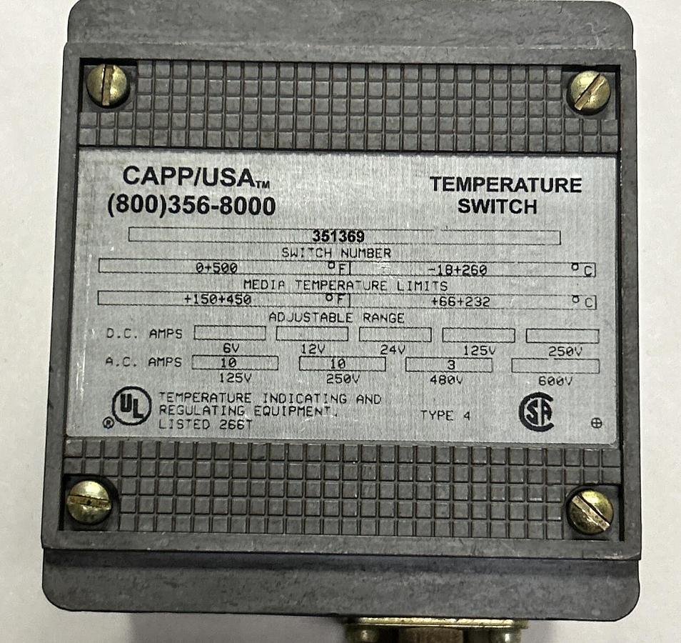 CAPP/USA,351369,TEMPERATURE SWITCH NOS