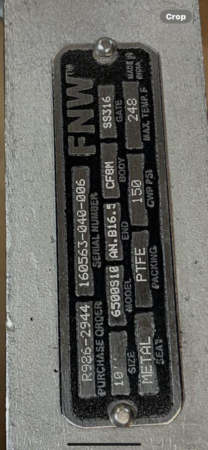 FNW,6500S10, PNEUMATIC ACTUATOR SIZE 10" KNIFE GATE VALVE SS316 CF8M 150CWP