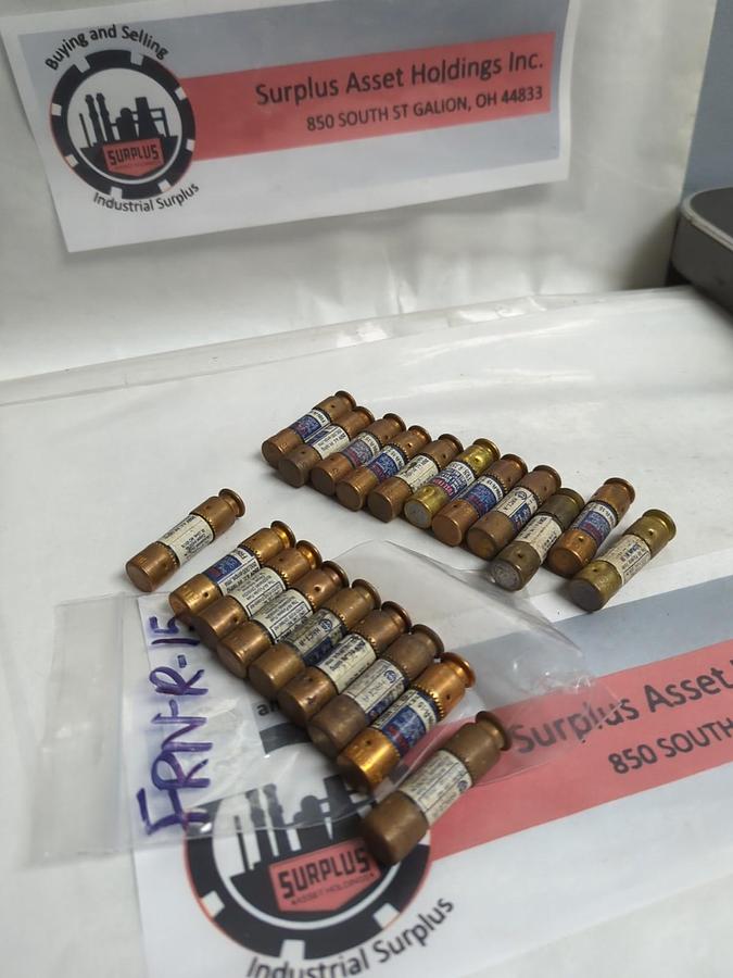 Used COOPER BUSSMANN,FRN-R-15,FUSETRON 15 AMP FUSE LOT OF 20 PRE-OWNED