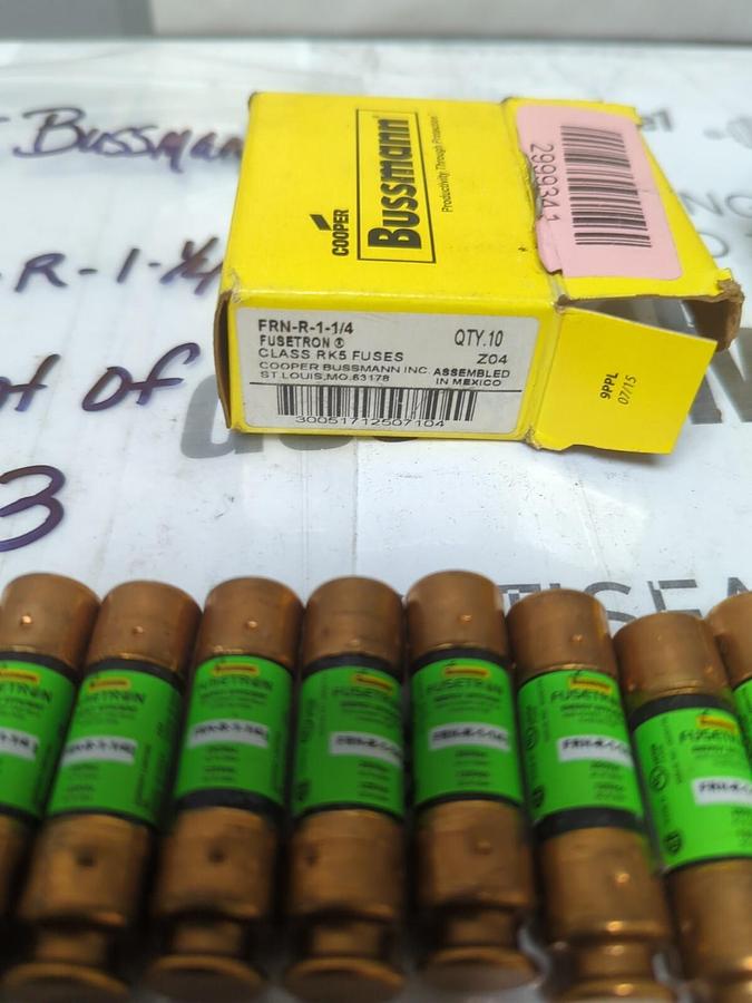 COOPER BUSSMANN,FRN-1-1/4,FUSETRON 1-1/4 AMP FUSES LOT OF 13 NEW