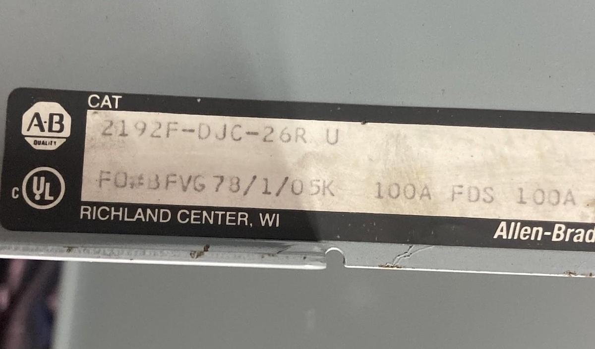 Used Allen-Bradley,2192F,18 Inch 100A Fused MCC Disconnect Feeder Bucket