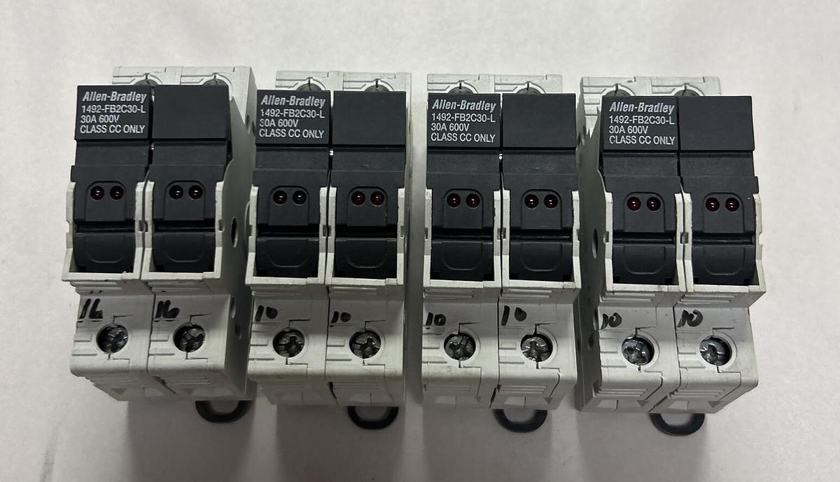Used ALLEN BRADLEY,1492-FB2C30-L,FUSE HOLDER LOT OF 4